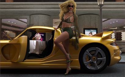 Woman Drives to Shop