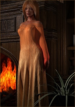 Model Next to Fireplace 